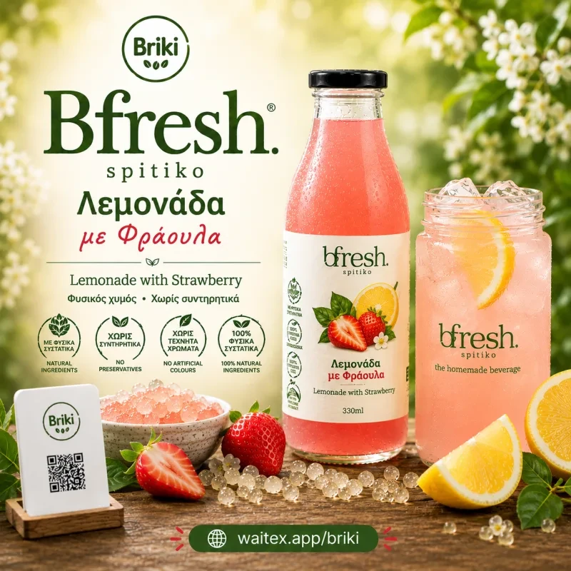 Λεμονάδα με φράουλα από το μενού του Briki