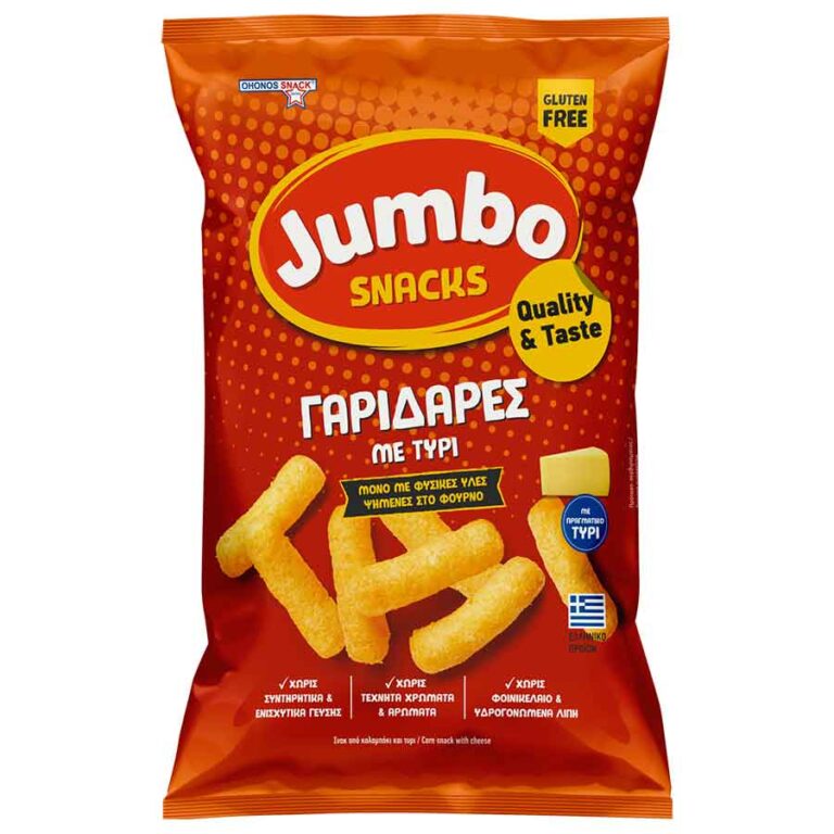 Ohonos Snack Jumbo Snacks Γαριδάρες Τυρί Χωρίς Γλουτένη 85γρ.